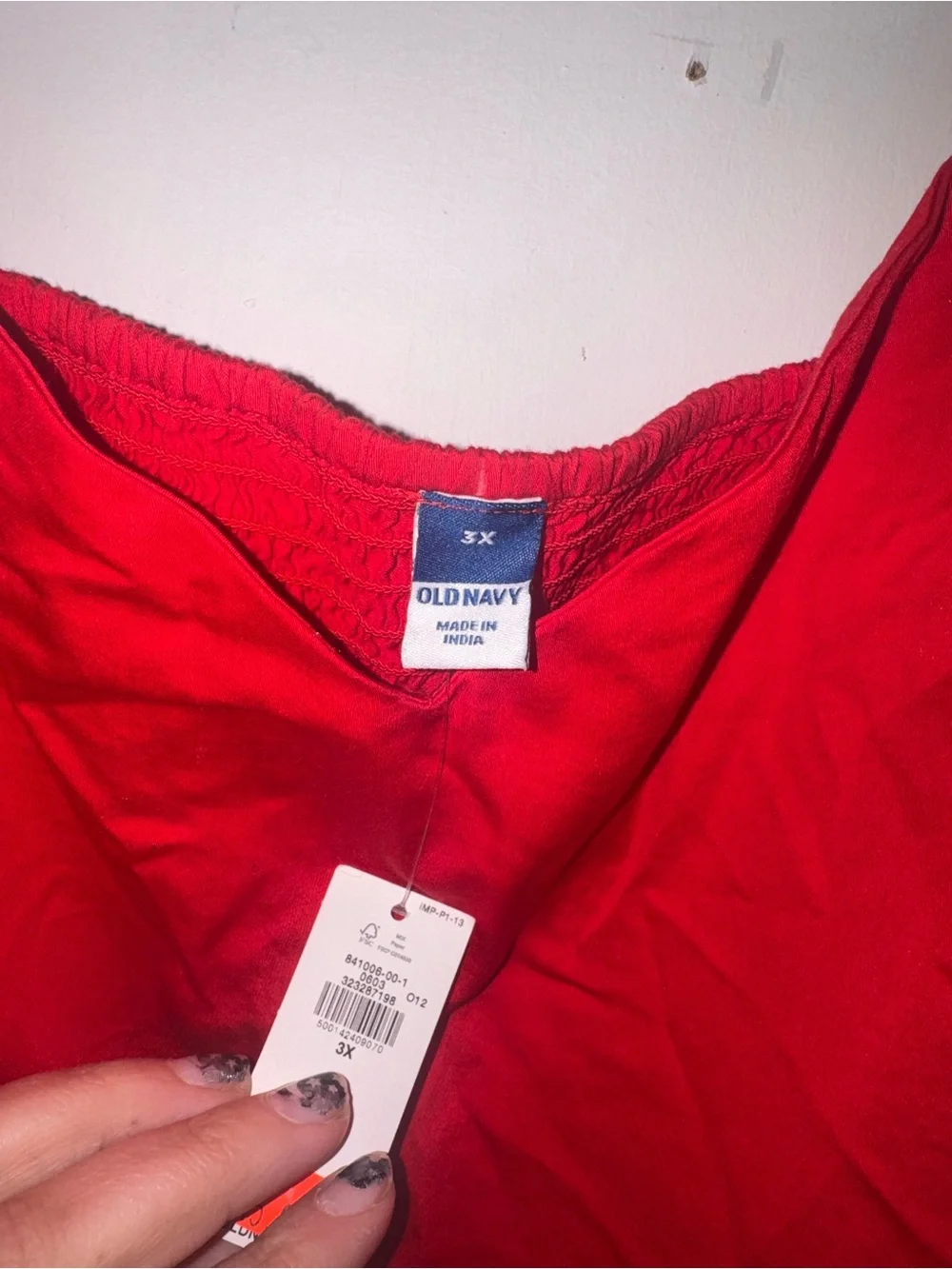 NWT Old Navy Red Puff-Sleeve Peplum Blouse-3X
